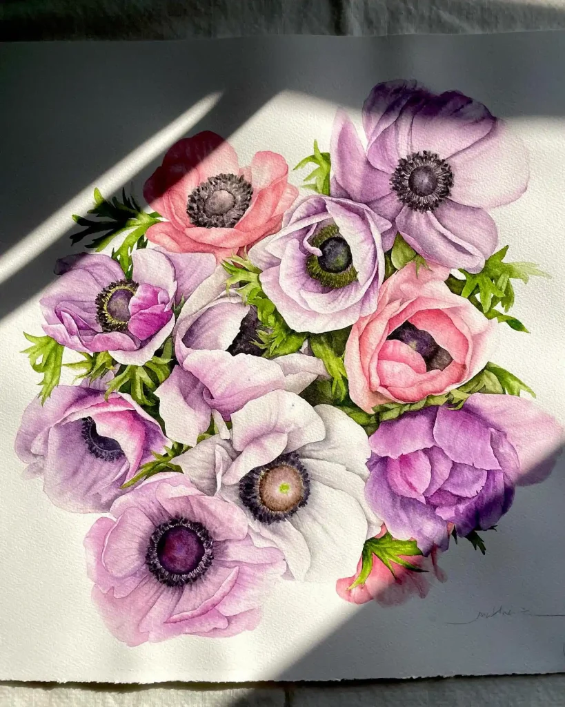Watercolor Anemone Drawing Ideas (5)