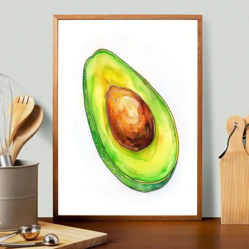 Watercolor Avocado Drawing Ideas 10
