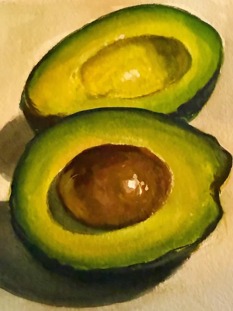 Watercolor Avocado Drawing Ideas 11