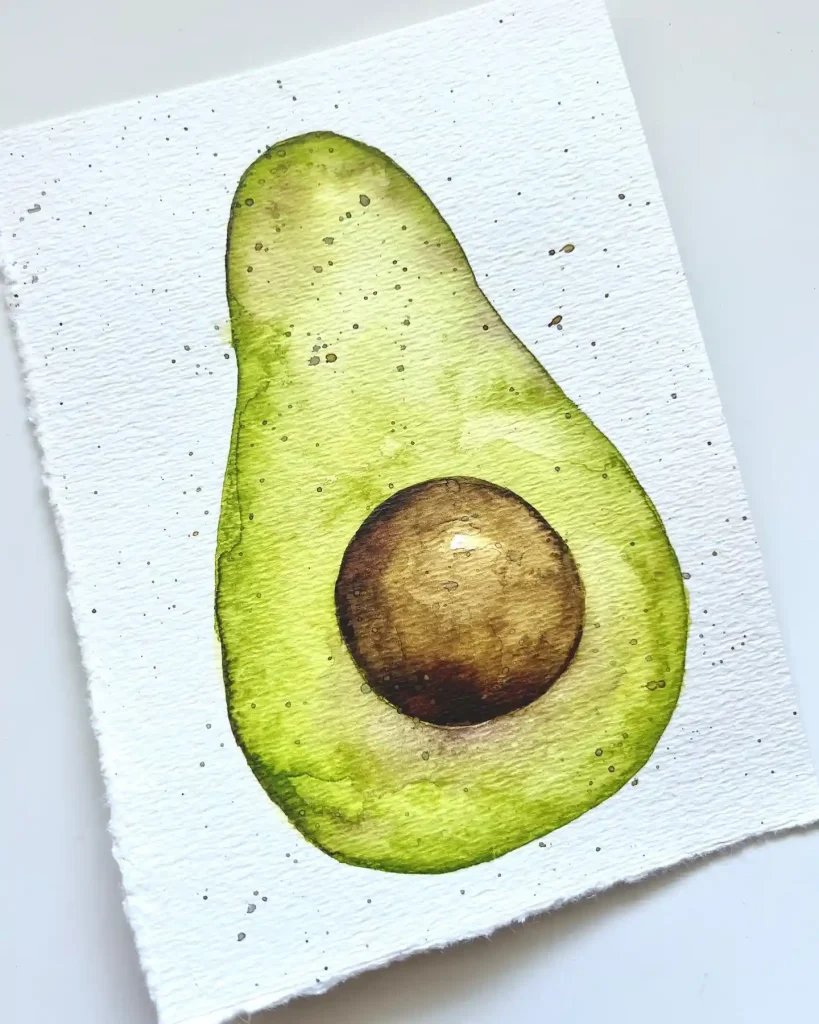Watercolor Avocado Drawing Ideas 12