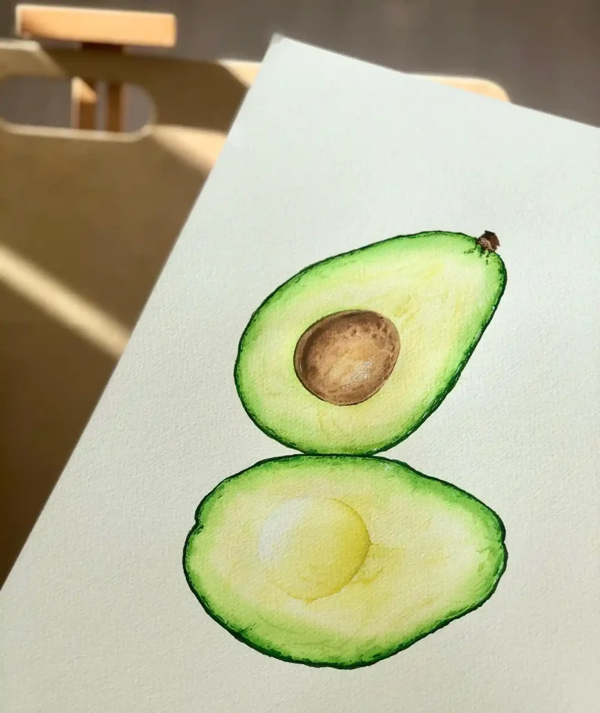 Watercolor Avocado Drawing Ideas 15