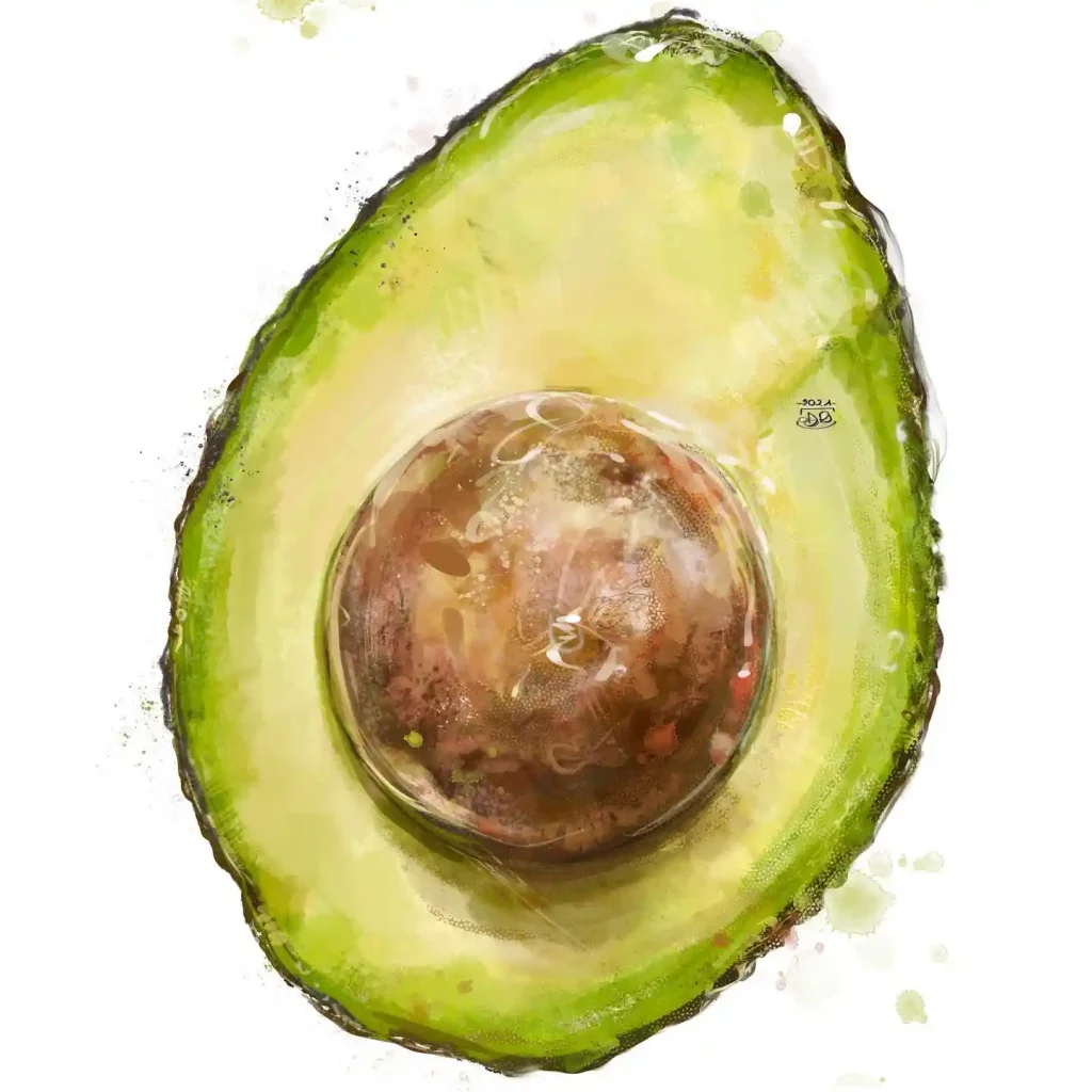 Watercolor Avocado Drawing Ideas 16
