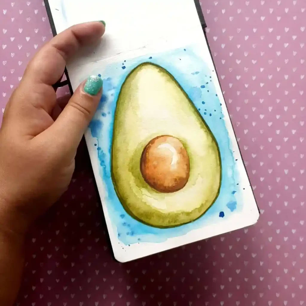 Watercolor Avocado Drawing Ideas 17