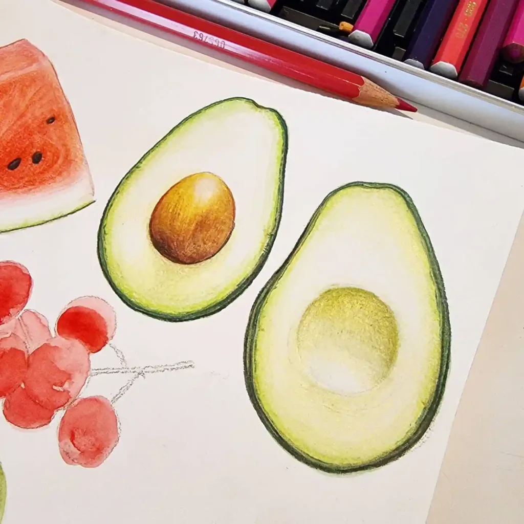 Watercolor Avocado Drawing Ideas 19