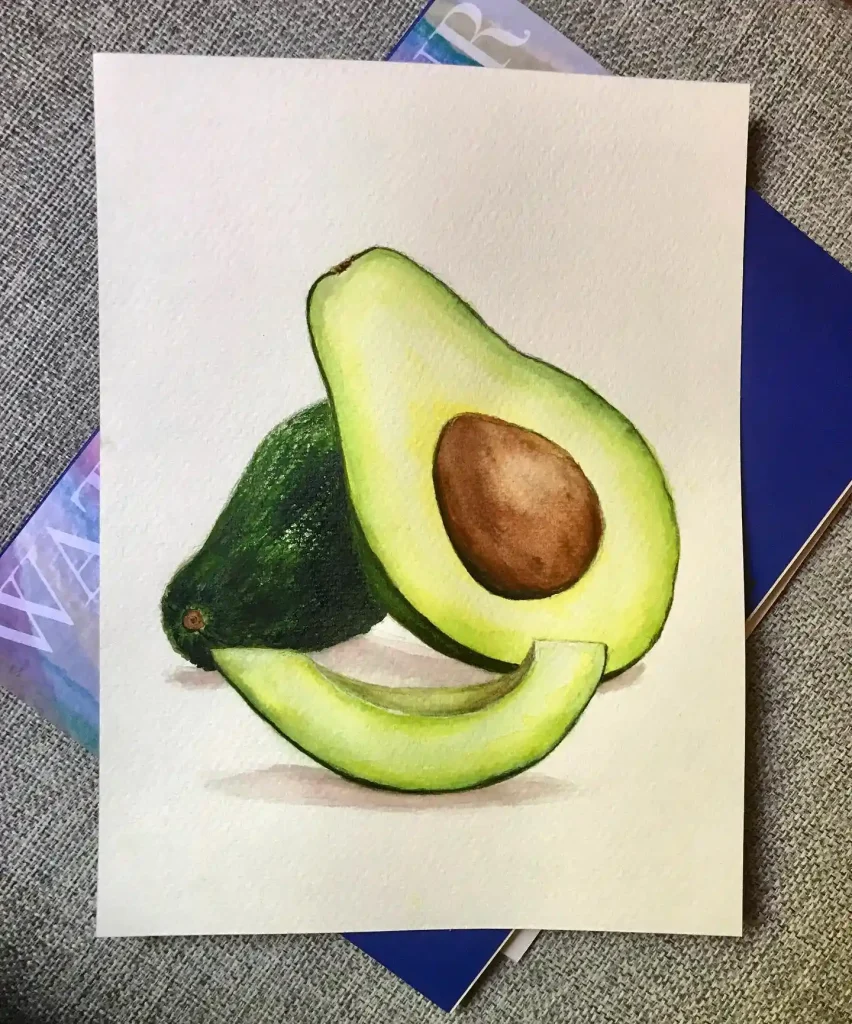 Watercolor Avocado Drawing Ideas 20
