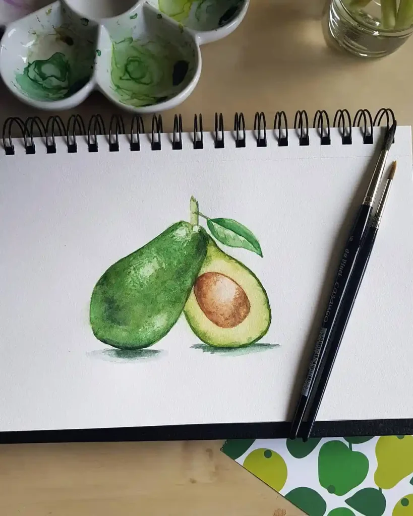 Watercolor Avocado Drawing Ideas 22