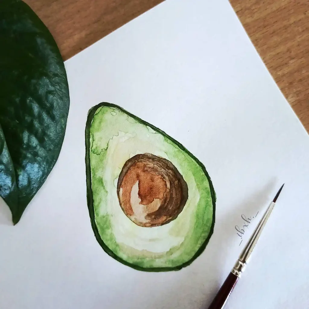 Watercolor Avocado Drawing Ideas 23