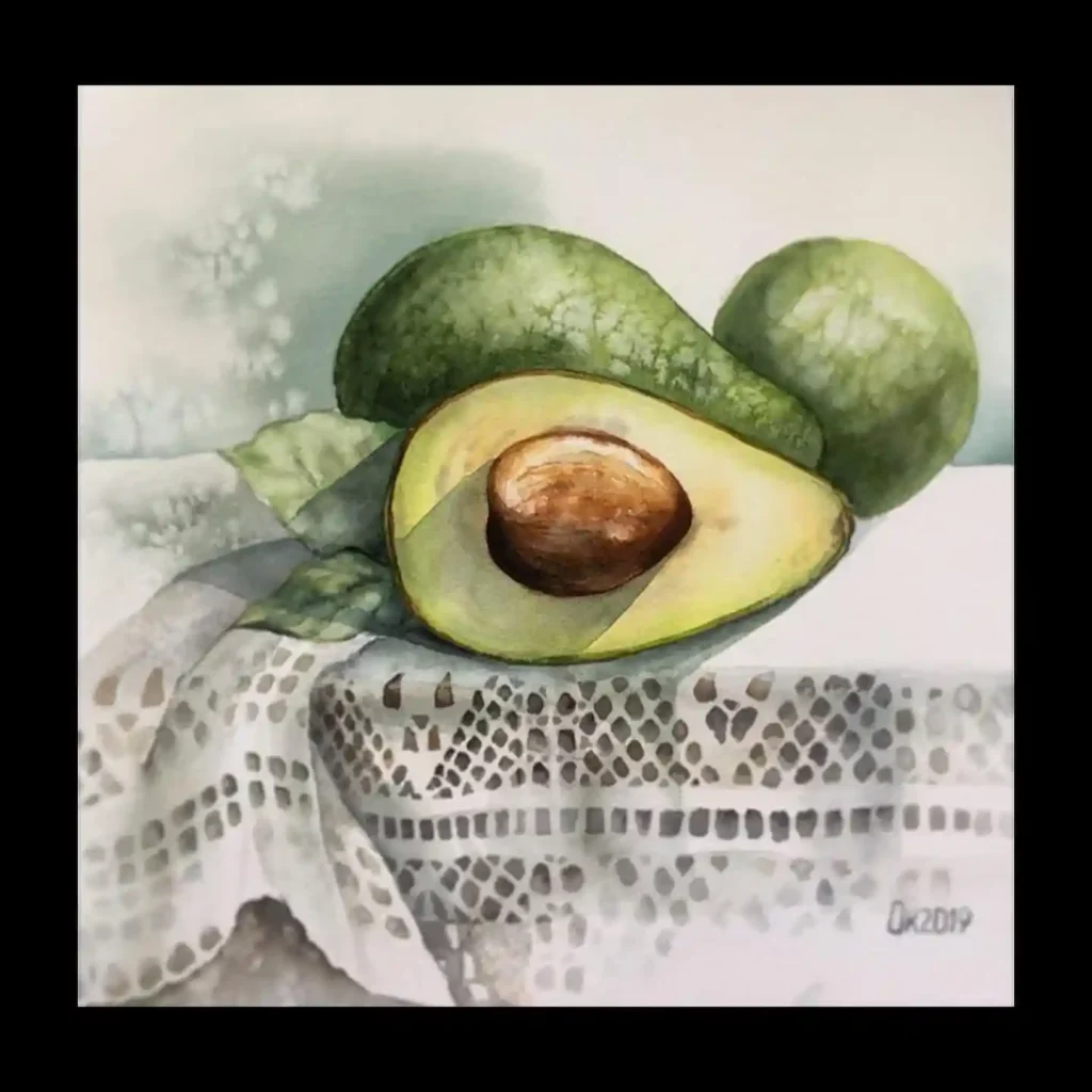 Watercolor Avocado Drawing Ideas 24