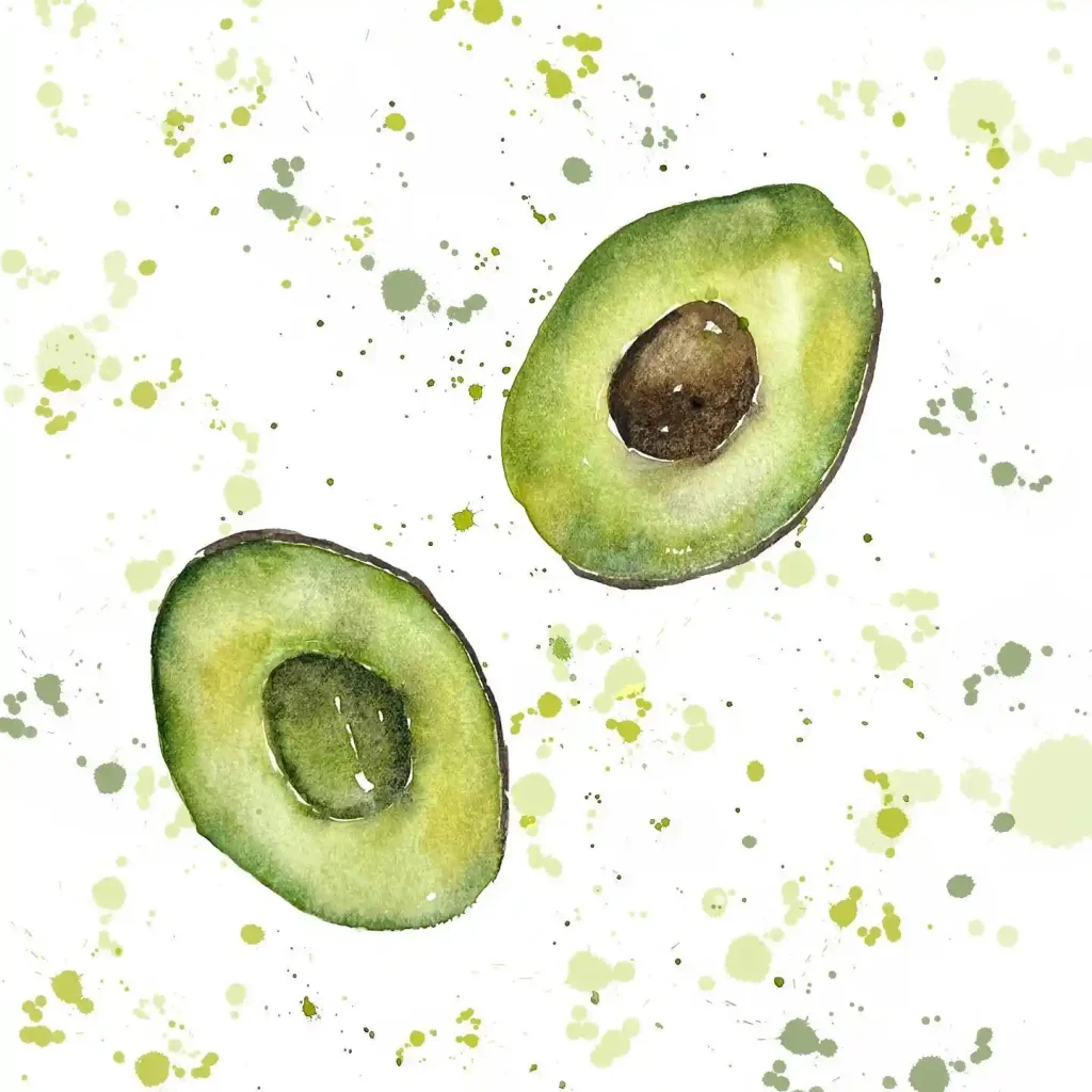 Watercolor Avocado Drawing Ideas 25