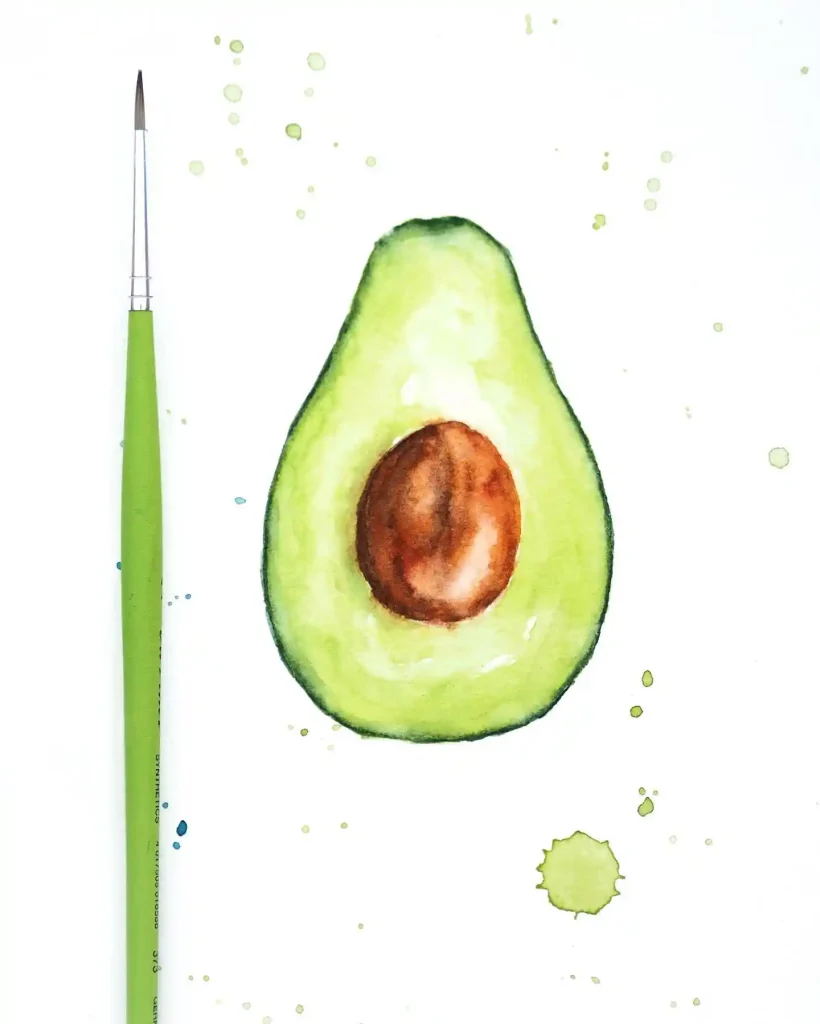 Watercolor Avocado Drawing Ideas 28