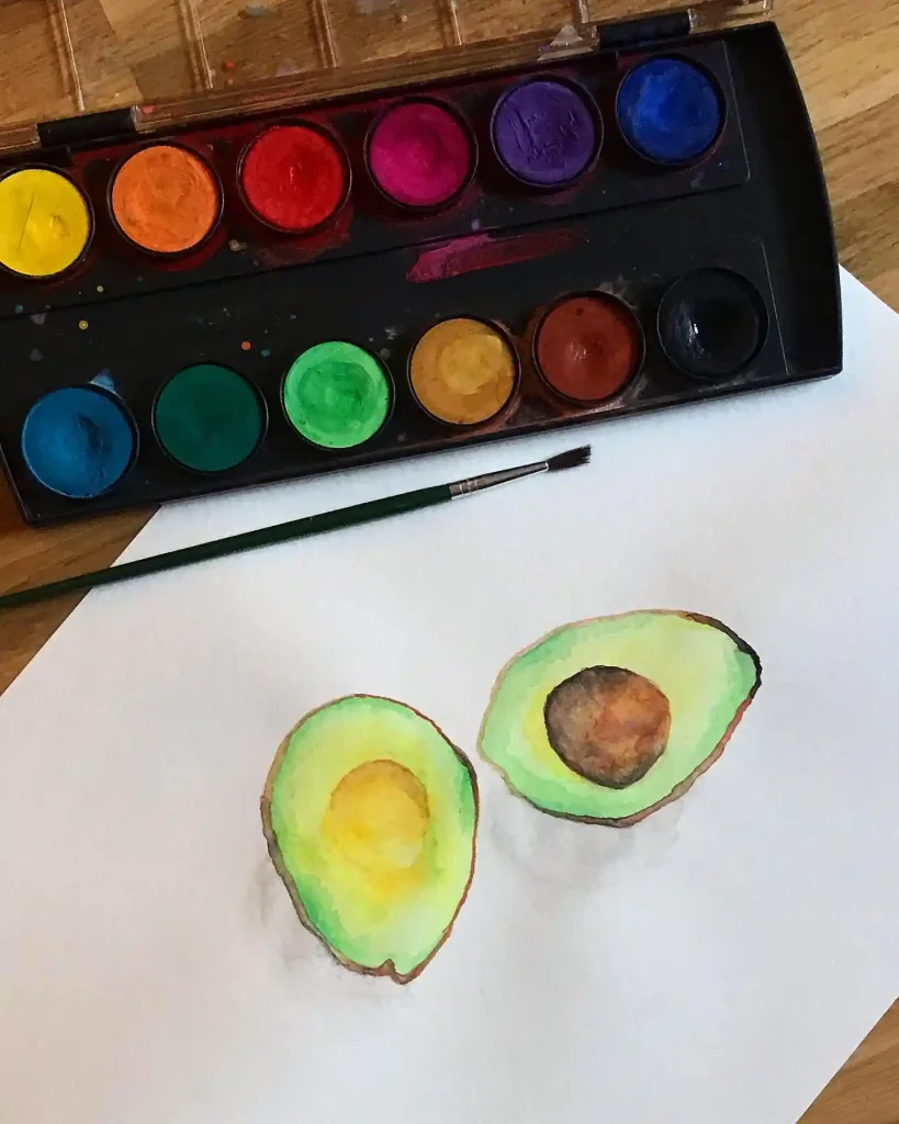 Watercolor Avocado Drawing Ideas 8
