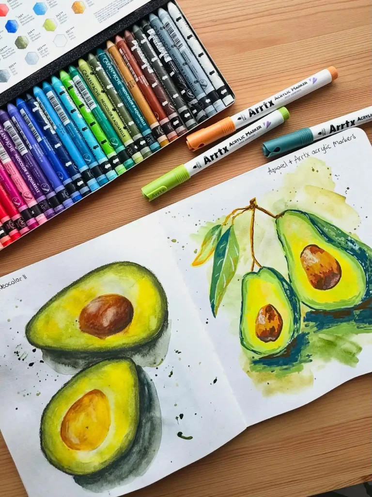 Watercolor Avocado Drawing Ideas 9