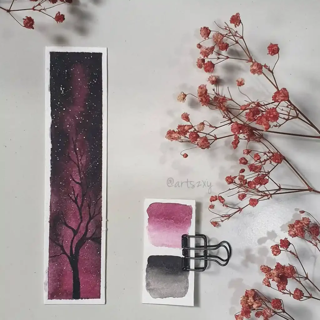 Watercolor Bookmark Drawing Ideas 10