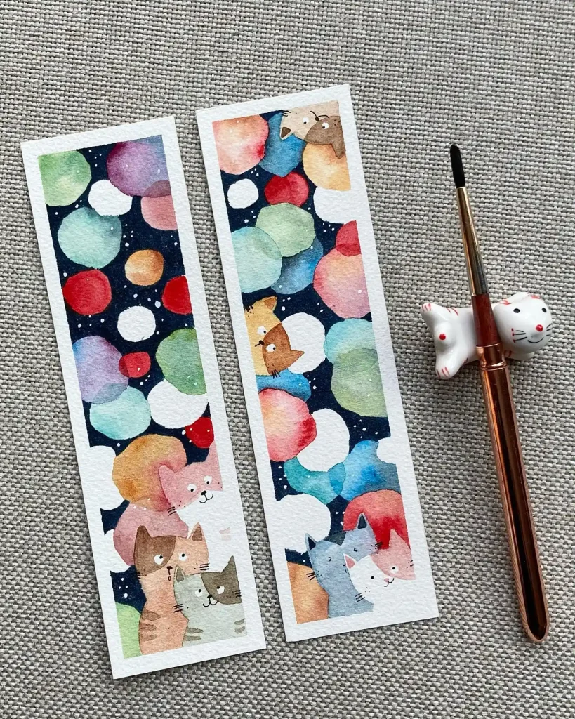 Watercolor Bookmark Drawing Ideas 11