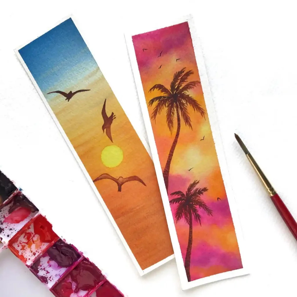 Watercolor Bookmark Drawing Ideas 18