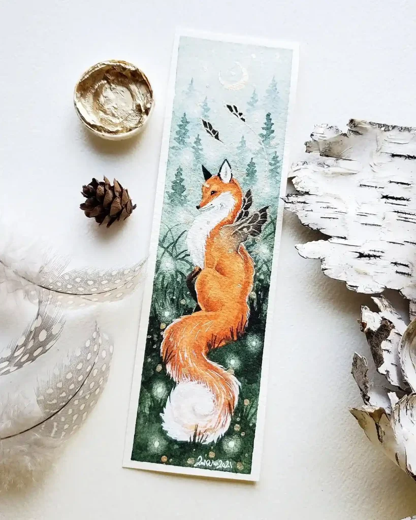 Watercolor Bookmark Drawing Ideas 37
