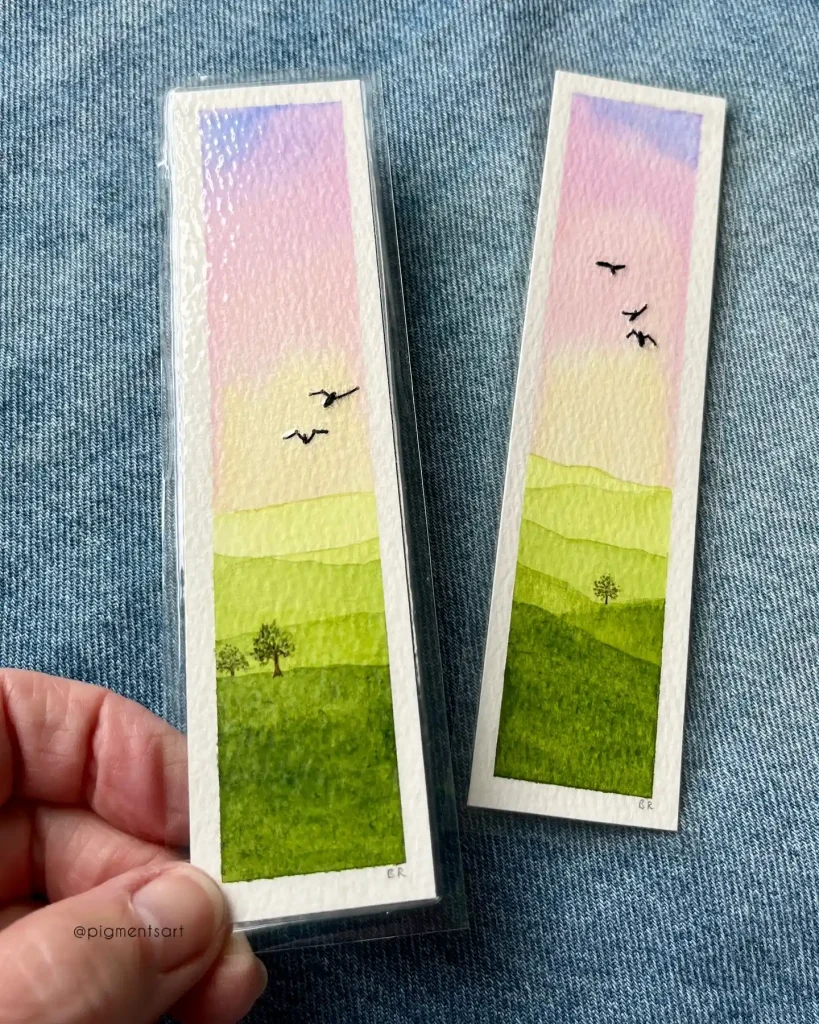 Watercolor Bookmark Drawing Ideas 8