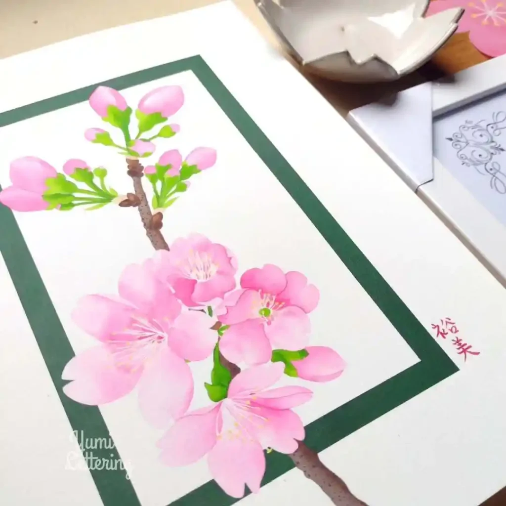 Watercolor Cherry Blossom Drawing Ideas (12)