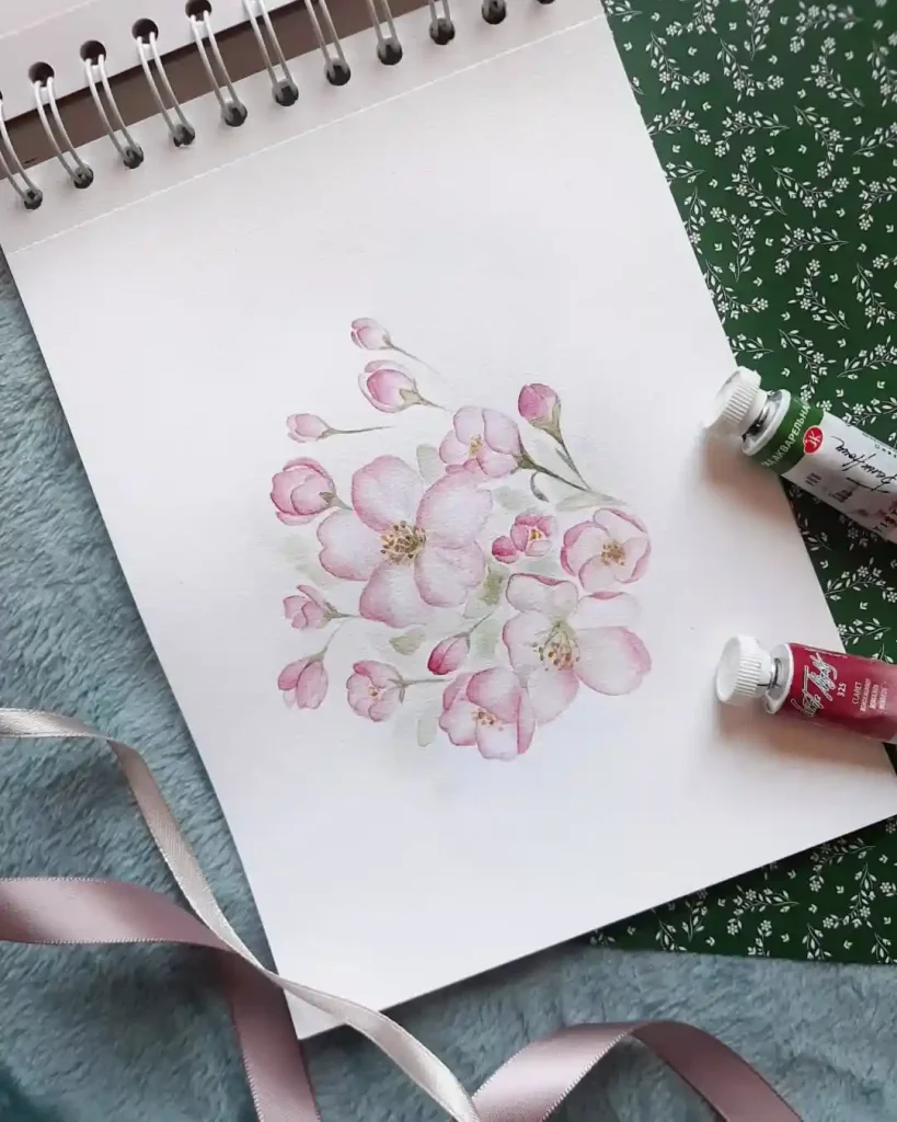 Watercolor Cherry Blossom Drawing Ideas (14)