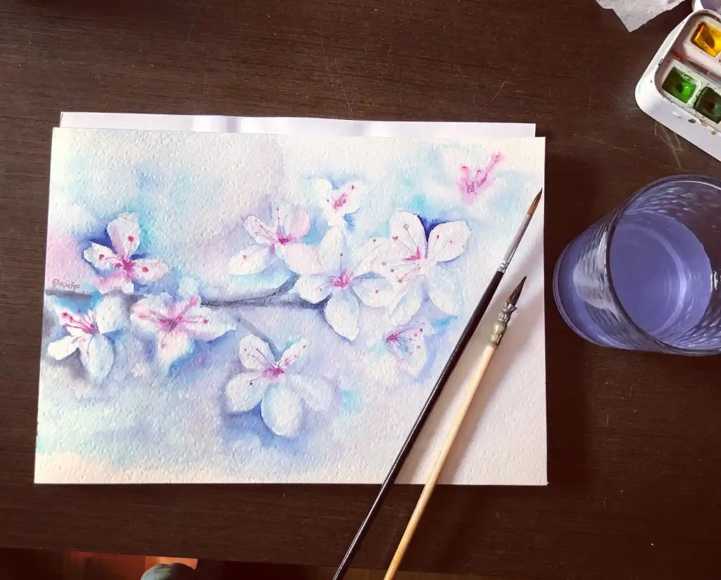 Watercolor Cherry Blossom Drawing Ideas (15)