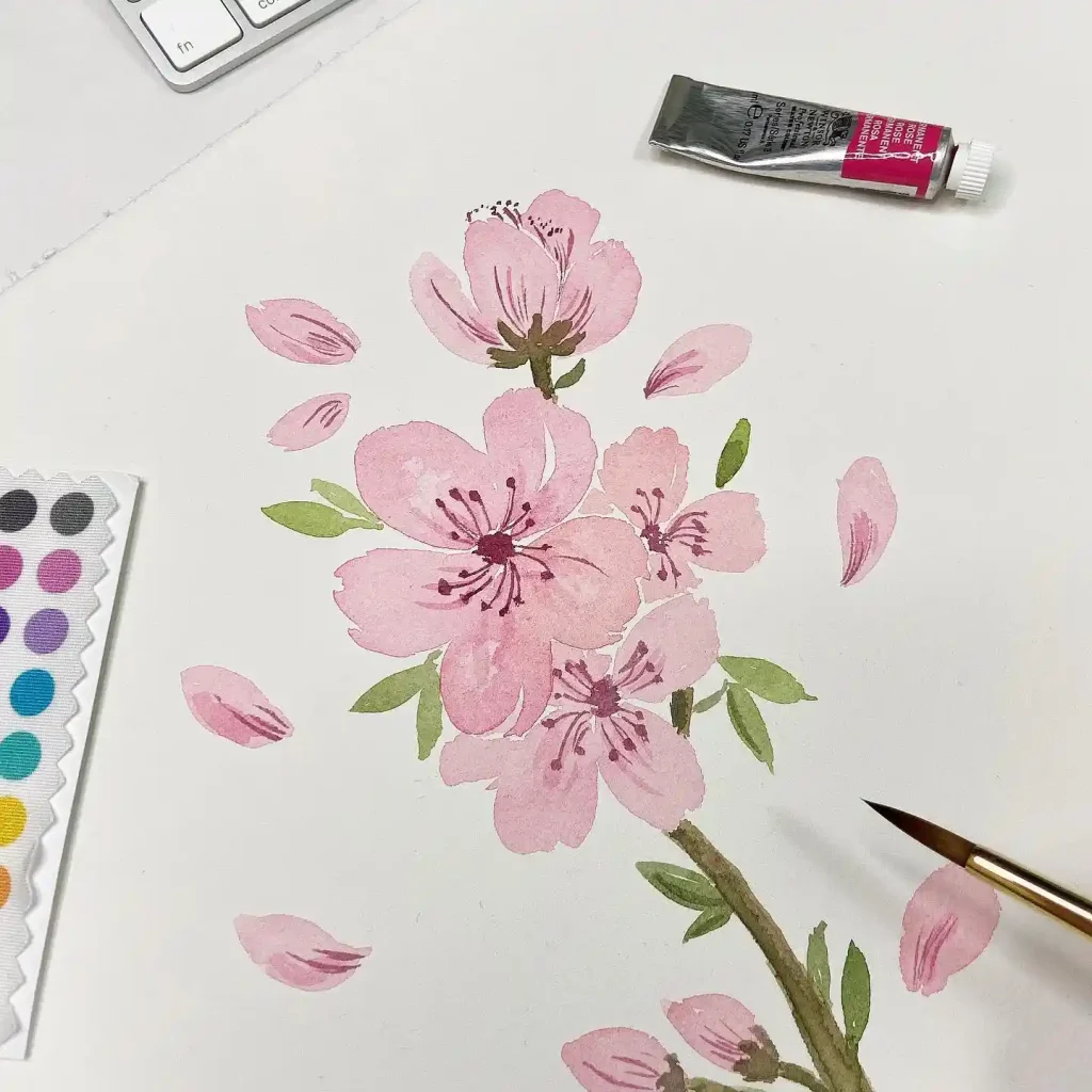 Watercolor Cherry Blossom Drawing Ideas (16)