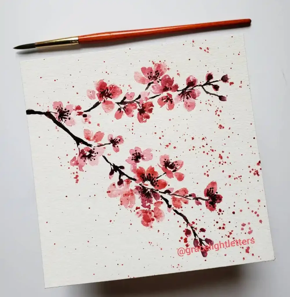 Watercolor Cherry Blossom Drawing Ideas (17)