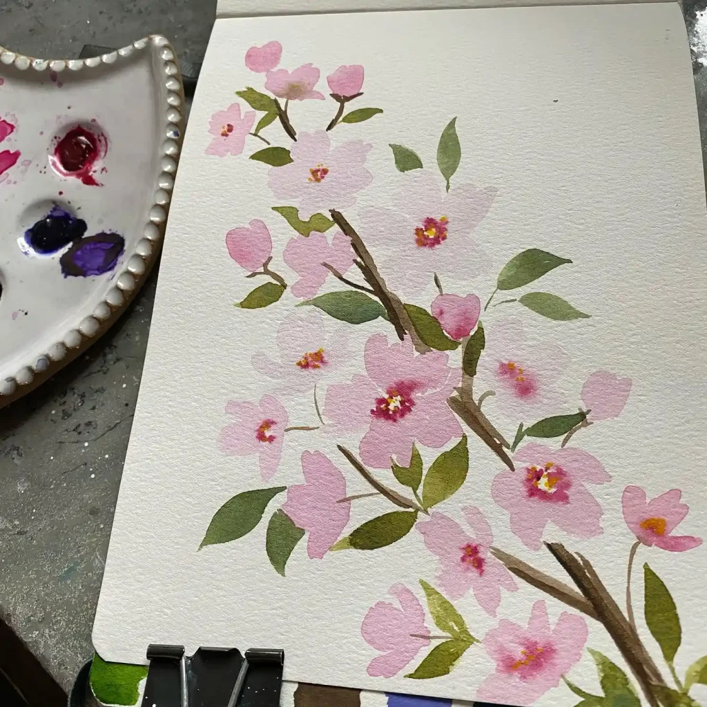 Watercolor Cherry Blossom Drawing Ideas (20)