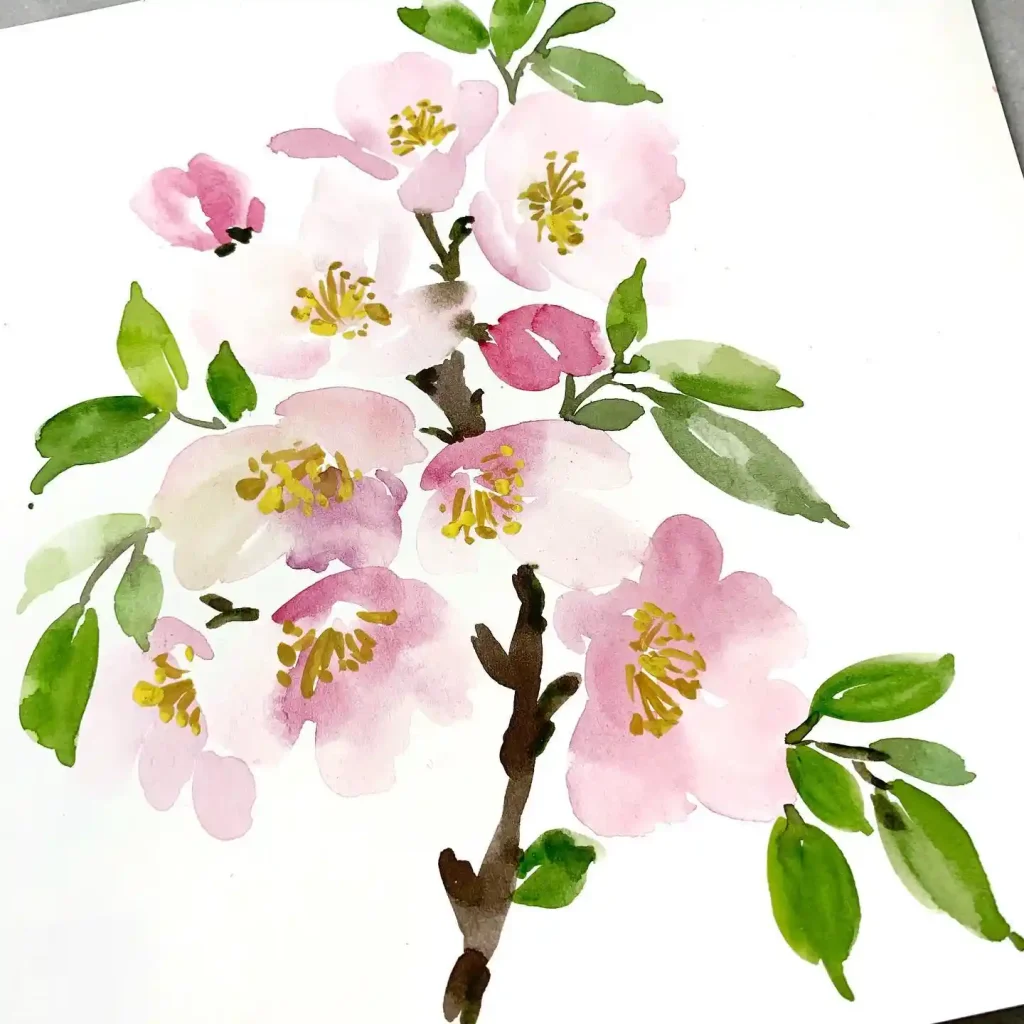 Watercolor Cherry Blossom Drawing Ideas (25)