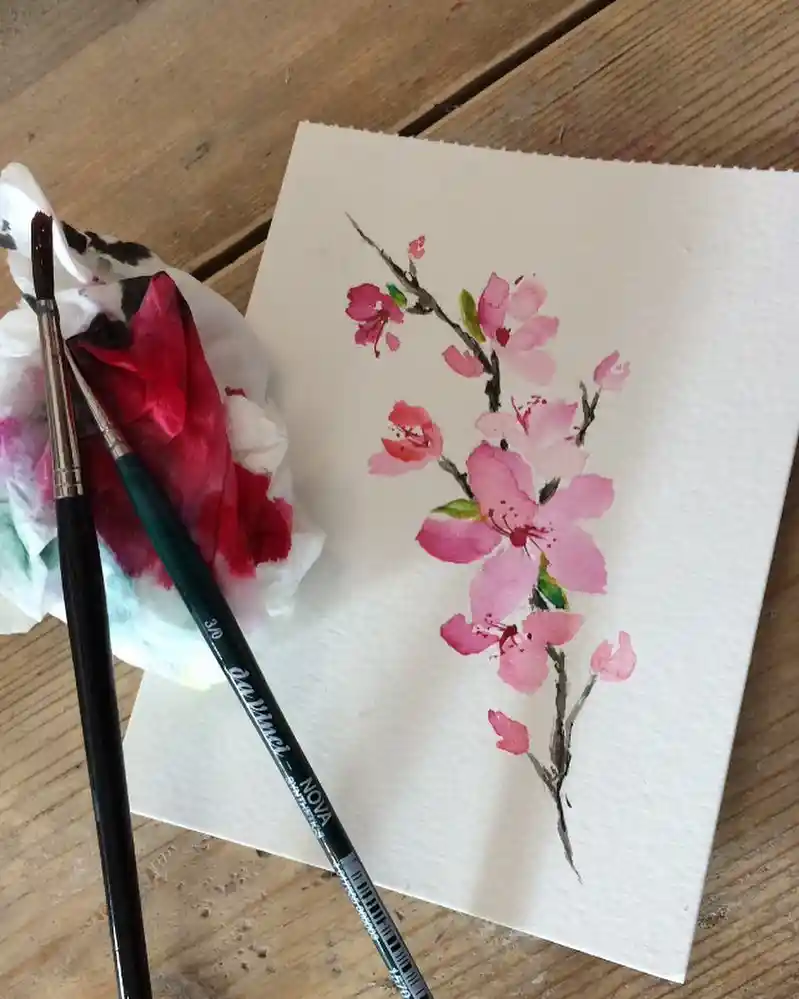 Watercolor Cherry Blossom Drawing Ideas (28)