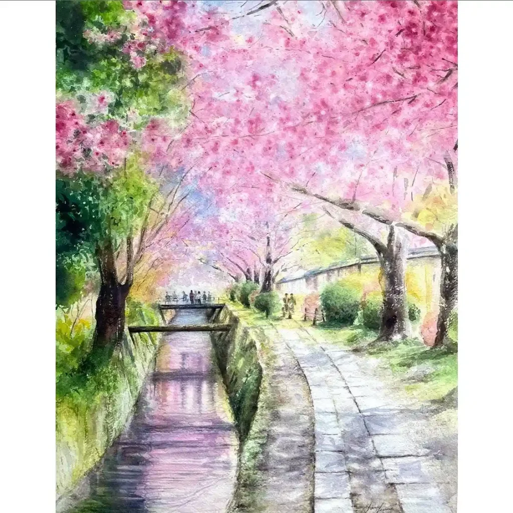 Watercolor Cherry Blossom Drawing Ideas (29)