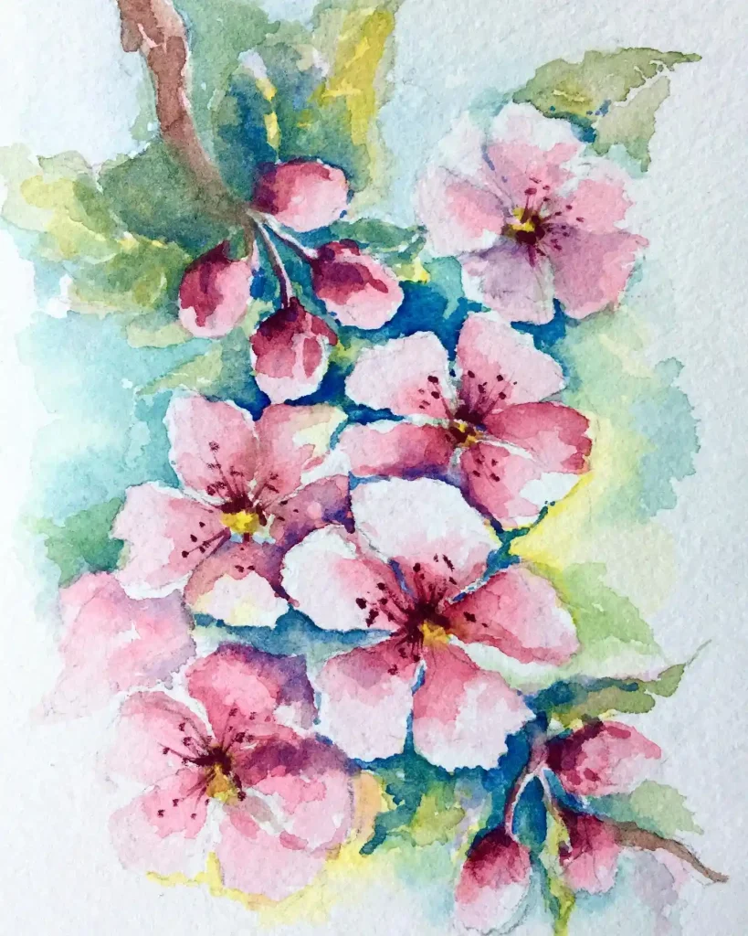 Watercolor Cherry Blossom Drawing Ideas (30)
