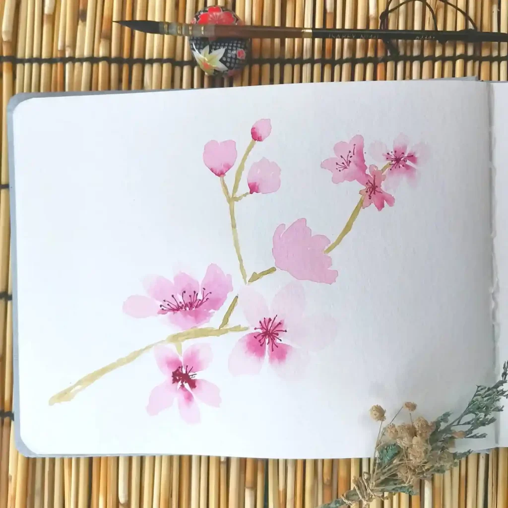 Watercolor Cherry Blossom Drawing Ideas (31)