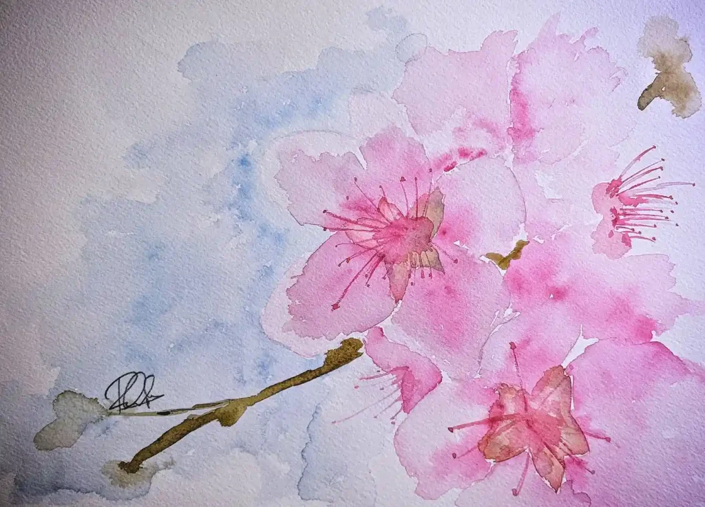 Watercolor Cherry Blossom Drawing Ideas (32)