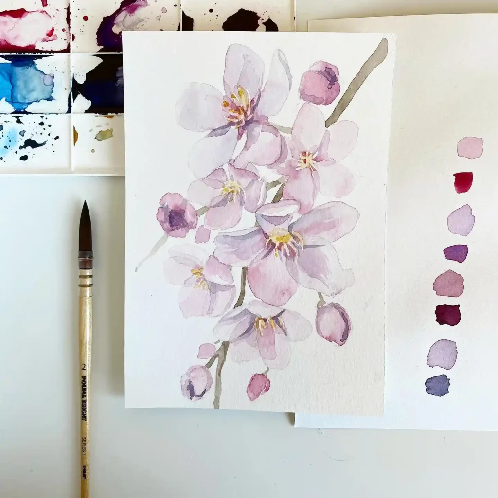Watercolor Cherry Blossom Drawing Ideas (33)