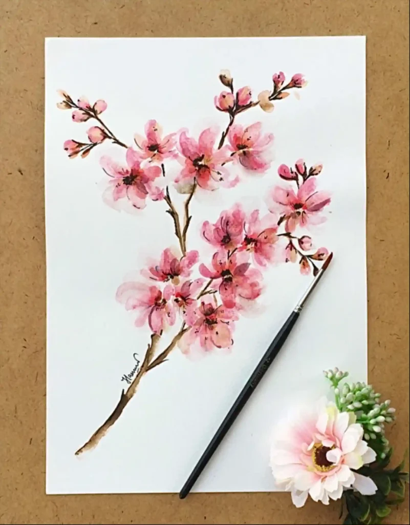 Watercolor Cherry Blossom Drawing Ideas (34)