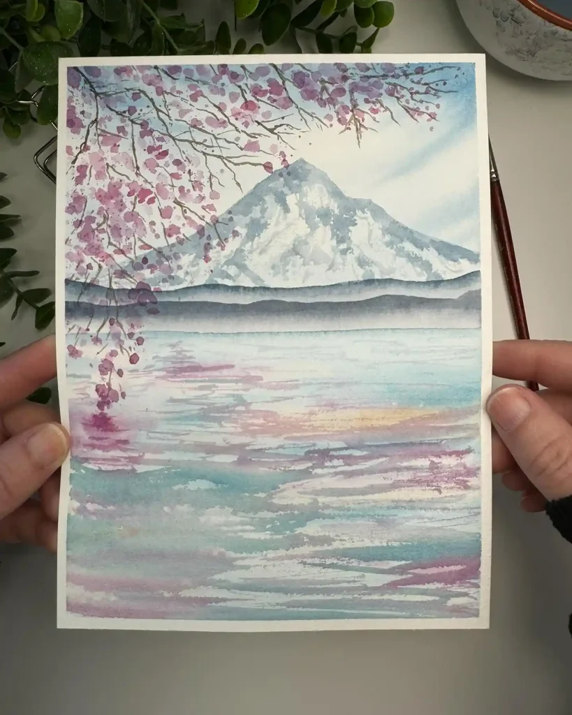 Watercolor Cherry Blossom Drawing Ideas (35)