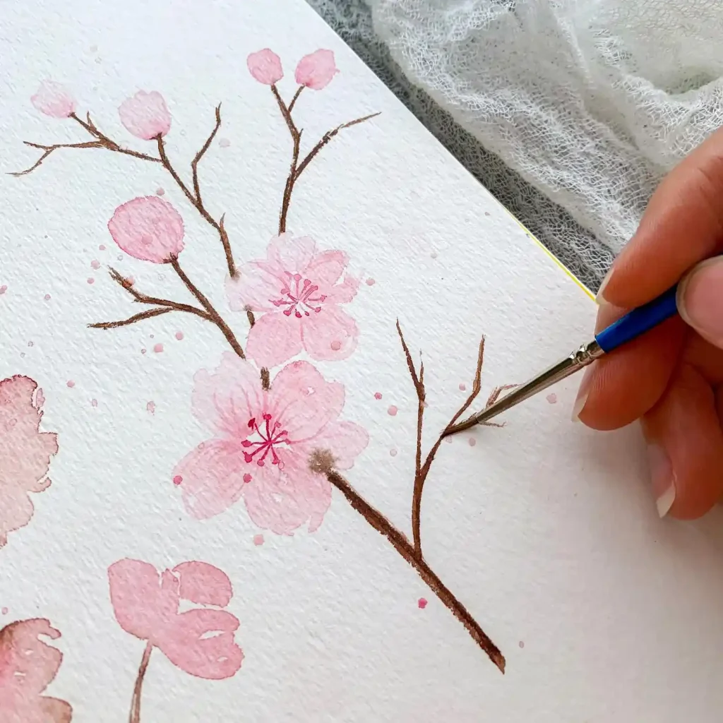 Watercolor Cherry Blossom Drawing Ideas (38)