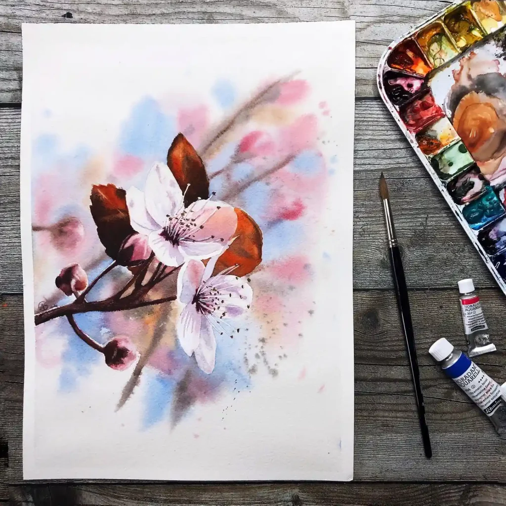 Watercolor Cherry Blossom Drawing Ideas (39)