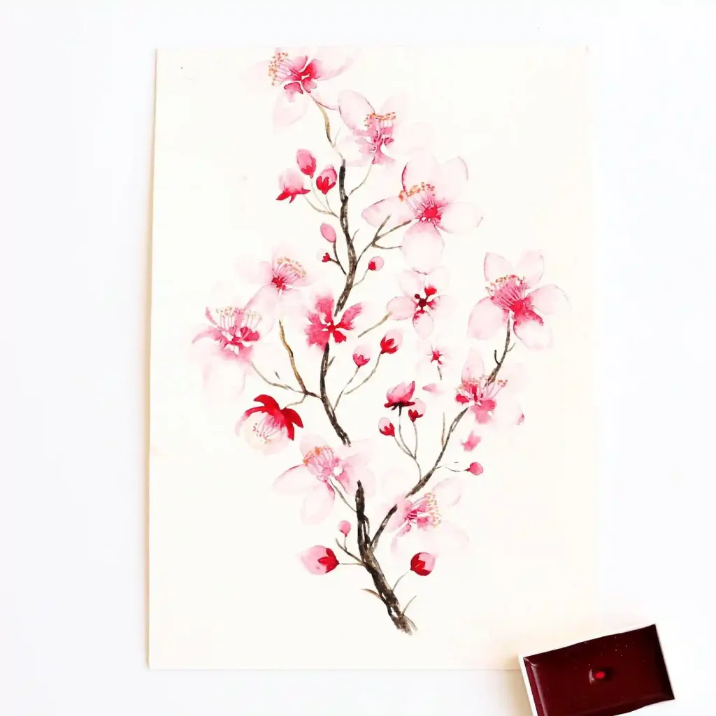 Watercolor Cherry Blossom Drawing Ideas (4)