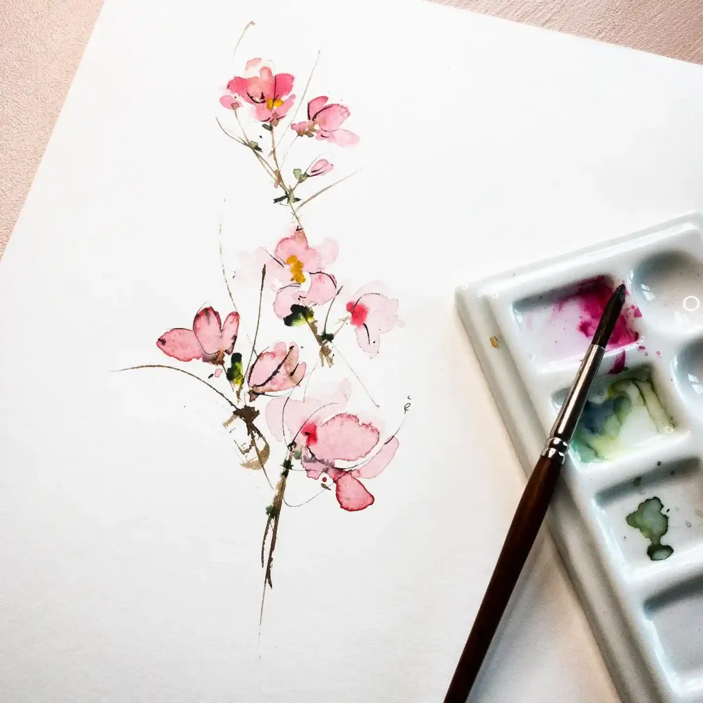 Watercolor Cherry Blossom Drawing Ideas (40)