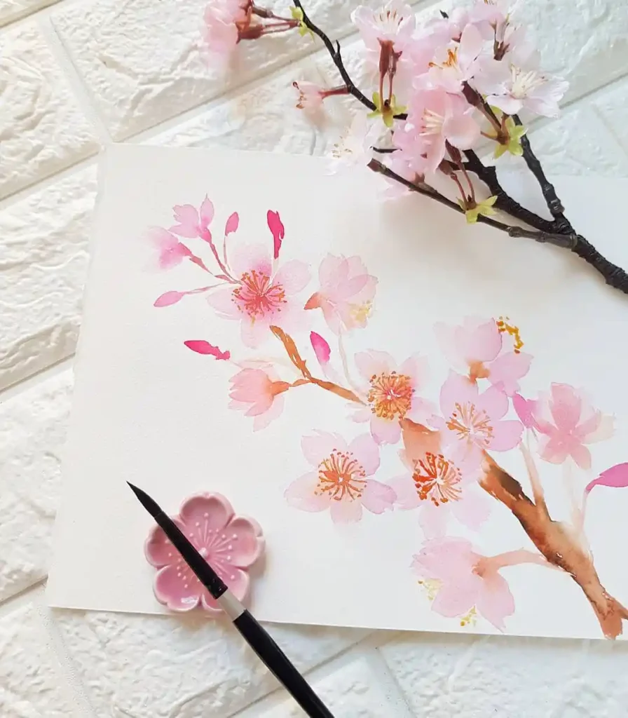 Watercolor Cherry Blossom Drawing Ideas (5)