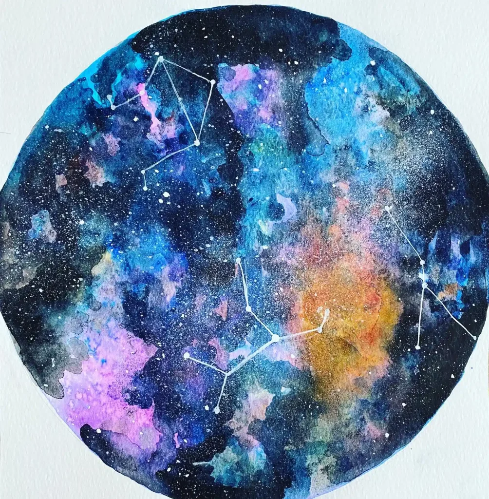 Watercolor Constellation Drawing Ideas 16