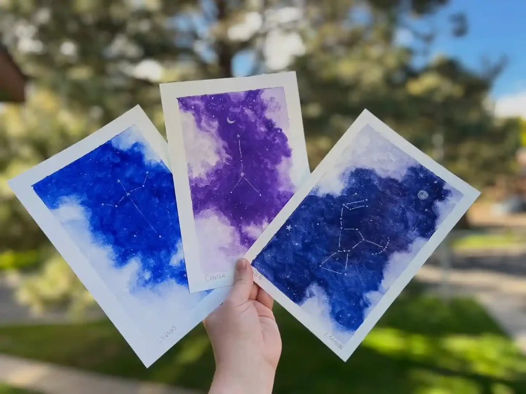 Watercolor Constellation Drawing Ideas 21