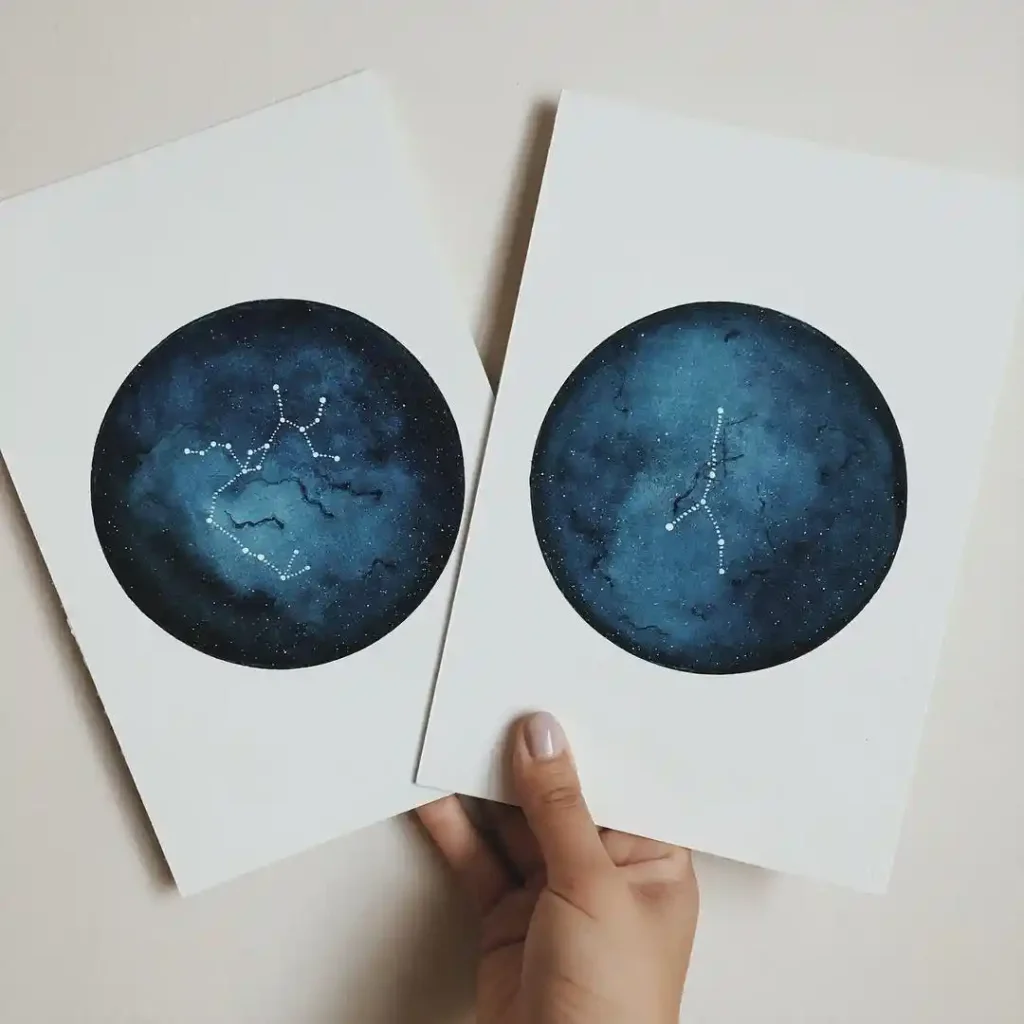 Watercolor Constellation Drawing Ideas 22