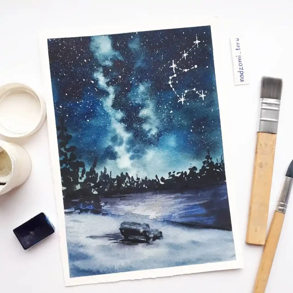 Watercolor Constellation Drawing Ideas 5