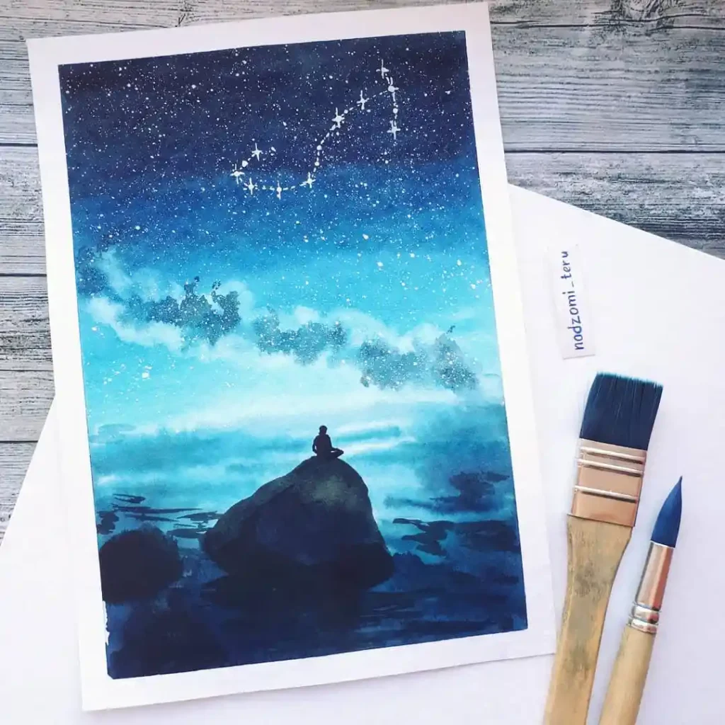 Watercolor Constellation Drawing Ideas 6