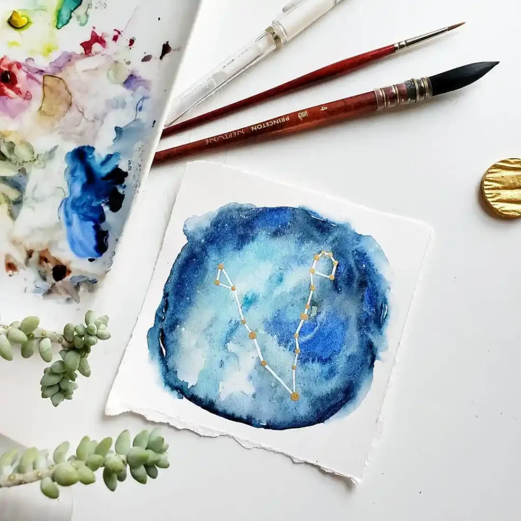 Watercolor Constellation Drawing Ideas 9