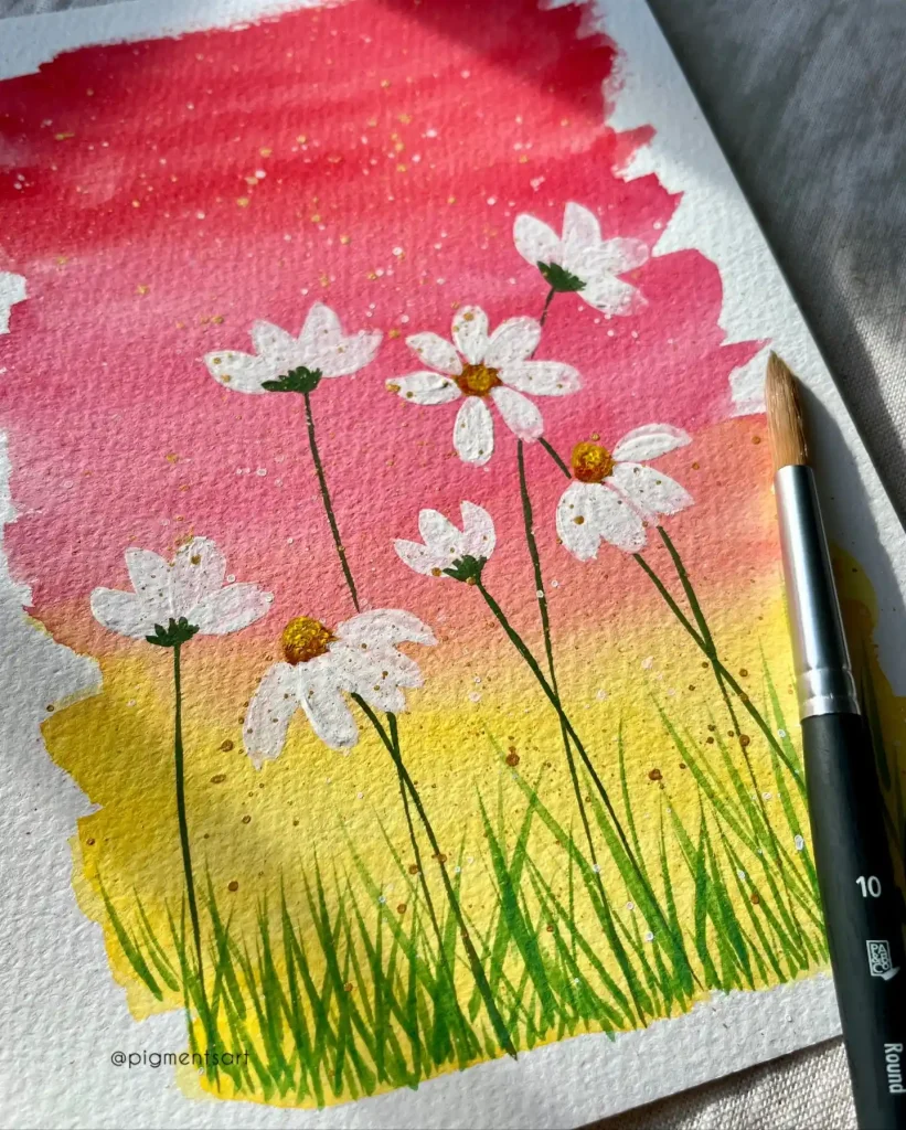Watercolor Daisy Drawing Ideas (1)