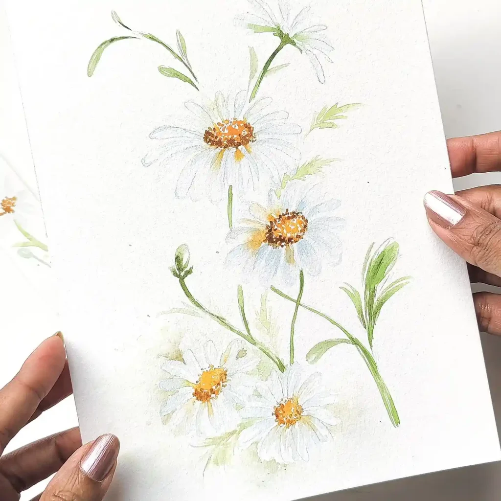 Watercolor Daisy Drawing Ideas (12)