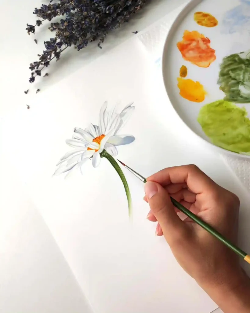 Watercolor Daisy Drawing Ideas (16)